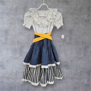 Handmade Girls Pirate Girl Costume Dress Size 8 Cosplay Polka Dot Ruffles New